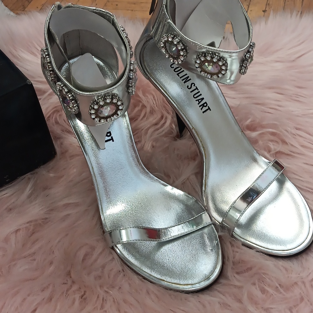 Brand New COLIN STUART ANKLE WRAP RHINESTONE STUDDED HEELS- 6.5